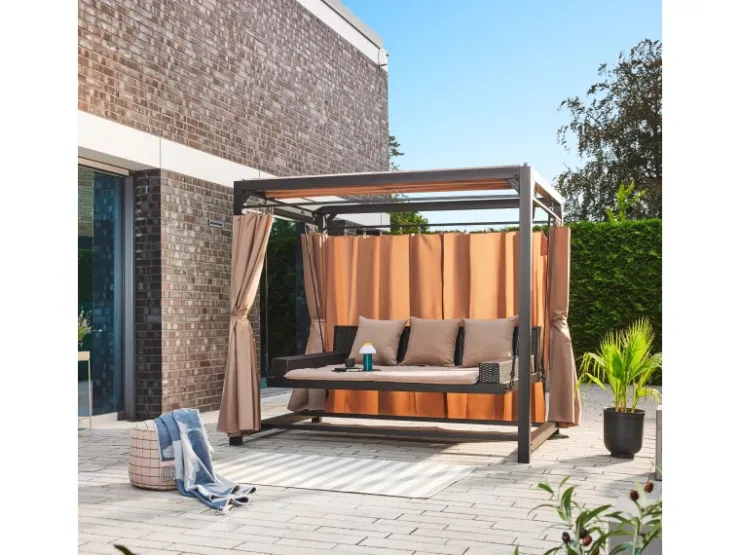 Home Deluxe Pavillon Provence 236 cm x 180 cm x 210 cm mit Gartenliege* Sitzbänke