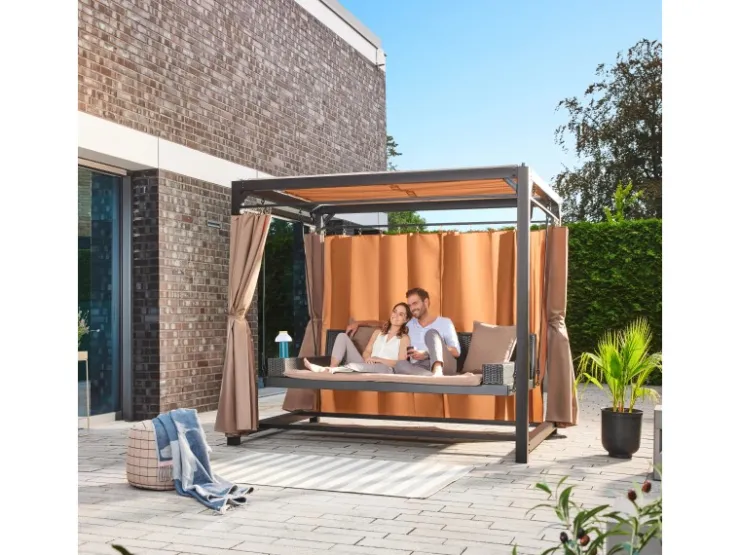 Home Deluxe Pavillon Provence 236 cm x 180 cm x 210 cm mit Gartenliege* Sitzbänke