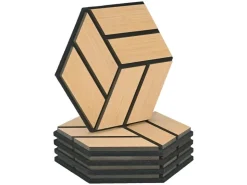 Homestyle4u Akustikpaneele Natur 30 x 26 cm 5 Stück Hexagon Wandpaneele Holz