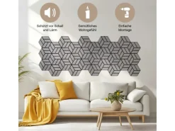 Homestyle4u Akustikpaneele 30 x 26 cm 10 Stück Hexagon Wandpaneele Holz* Bastelzubehör