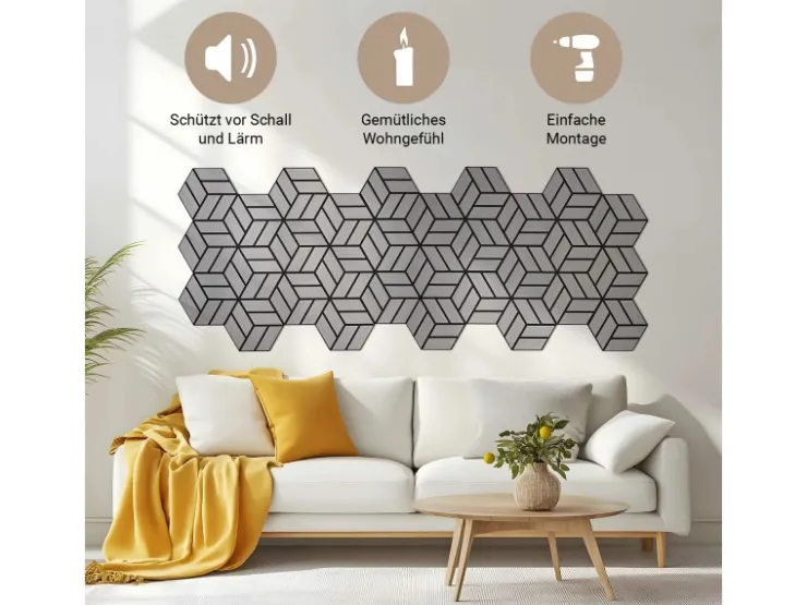 Homestyle4u Akustikpaneele 30 x 26 cm 10 Stück Hexagon Wandpaneele Holz* Bastelzubehör