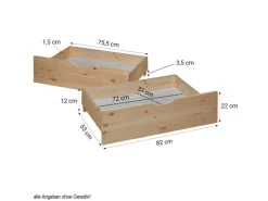 Homestyle4u Bettkasten 2er Set in Braun 82x22 53 cm 2195* Betten