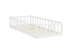 Homestyle4u Bodenbett 90x200 in Weiß mit Lattenrost 2523* Bettwäsche