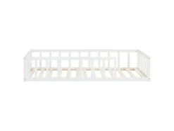Homestyle4u Bodenbett 90x200 in Weiß mit Lattenrost 2523* Bettwäsche