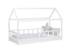 Homestyle4u Bodenbett 90x200 mit Lattenrost in Weiß 2385* Bettwäsche|Betten