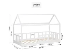 Homestyle4u Bodenbett 90x200 mit Lattenrost in Weiß 2385* Bettwäsche|Betten