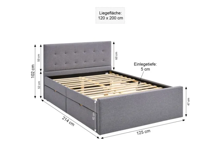 Homestyle4u Doppelbett 120x200 Polsterbett in 1979* Betten
