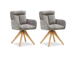 Homestyle4u 2er Set Polsterstühle Drehbar in Grau 2851