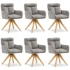 Homestyle4u 6er Set Polsterstühle Drehbar in Grau 2853