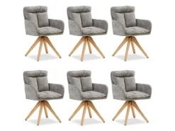 Homestyle4u 6er Set Polsterstühle Drehbar in Grau 2853
