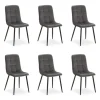 Homestyle4u Esszimmerstuhl 6er Set in Anthrazit Samt 2329