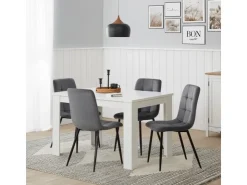 Homestyle4u Esszimmerstuhl 6er Set in Anthrazit Samt 2329