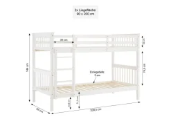 Homestyle4u Etagenbett für Kinder mit Matratzen Hochbett Weiß 90x200 cm 3052* Betten