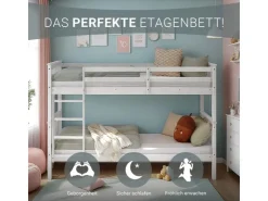Homestyle4u Etagenbett für Kinder mit Matratzen Hochbett Weiß 90x200 cm 3052* Betten