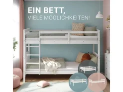 Homestyle4u Etagenbett für Kinder mit Matratzen Hochbett Weiß 90x200 cm 3052* Betten