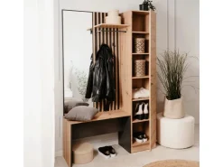 Homestyle4u Garderobe Industrial Flurgarderobe Sitzbank Garderobenpaneel