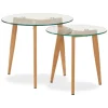 Homestyle4u Glastische Beistelltisch Couchtisch Glas Rund 2 er Set 1822* Tische