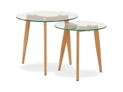 Homestyle4u Glastische Beistelltisch Couchtisch Glas Rund 2 er Set 1822* Tische