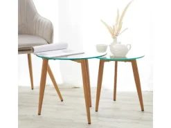 Homestyle4u Glastische Beistelltisch Couchtisch Glas Rund 2 er Set 1822* Tische