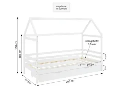 Homestyle4u Hausbett 90x200 mit Bettkasten in Weiß 2522* Betten