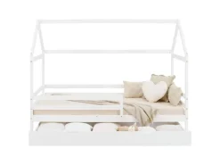 Homestyle4u Hausbett 90x200 mit Bettkasten in Weiß 2522* Betten