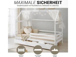 Homestyle4u Hausbett 90x200 mit Bettkasten in Weiß 2522* Betten