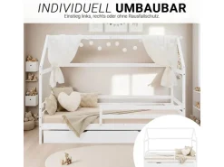 Homestyle4u Hausbett 90x200 mit Bettkasten in Weiß 2522* Betten