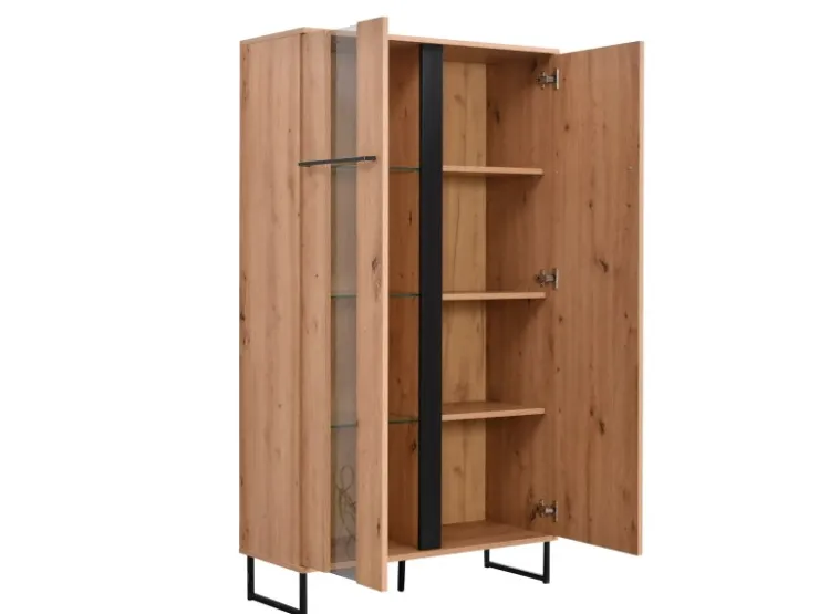 Homestyle4u Highboard Vitrine Schrank mit Fächer Kommode Wohnzimmerschrank* Vitrinen