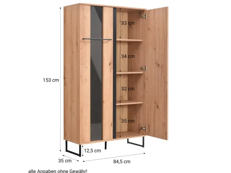 Homestyle4u Highboard Vitrine Schrank mit Fächer Kommode Wohnzimmerschrank* Vitrinen