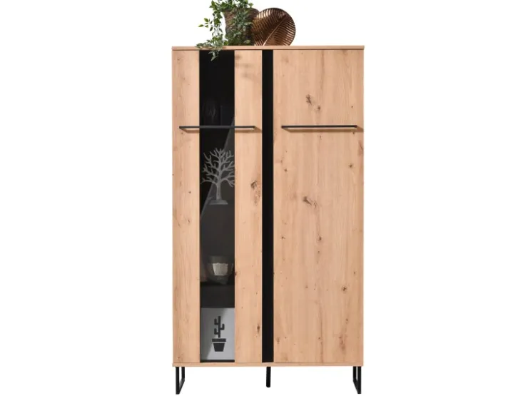Homestyle4u Highboard Vitrine Schrank mit Fächer Kommode Wohnzimmerschrank* Vitrinen