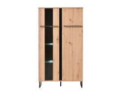 Homestyle4u Highboard Vitrine Schrank mit Fächer Kommode Wohnzimmerschrank* Vitrinen