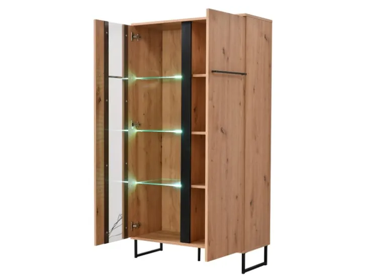 Homestyle4u Highboard Vitrine Schrank mit Fächer Kommode Wohnzimmerschrank* Vitrinen