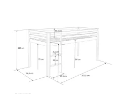 Homestyle4u Hochbett 90x200 mit Vorhang und Lattenrost in Weiß Pirat 2538* Betten