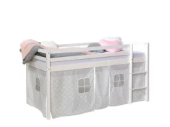 Homestyle4u Hochbett 90x200 mit Vorhang in Sterne 1888