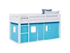 Homestyle4u Hochbett 90x200 mit Lattenrost Vorhang Kinderbett 2984* Betten