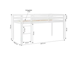 Homestyle4u Hochbett 90x200 mit Lattenrost Vorhang Kinderbett 2984* Betten