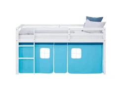 Homestyle4u Hochbett 90x200 mit Lattenrost Vorhang Kinderbett 2984* Betten