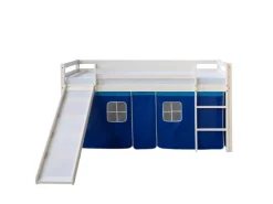 Homestyle4u Hochbett 90x200 Weiß Vorhang 1544