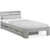 Homestyle4u Holzbett 90 x 200 cm mit Lattenrost und Bettkasten in Grau 2293* Betten