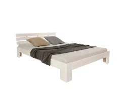 Homestyle4u Holzbett 140 x 200 cm mit Lattenrost und Matratze in Weiß 2263* Betten