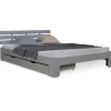 Homestyle4u Holzbett 140 x 200 cm mit Lattenrost und Bettkasten in Grau 2251* Bettwäsche