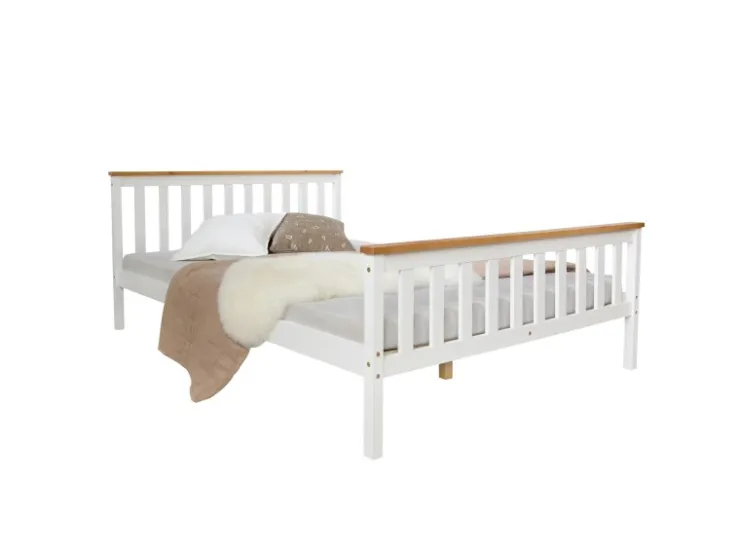 Homestyle4u Holzbett 140 x 200 cm Weiß 1843