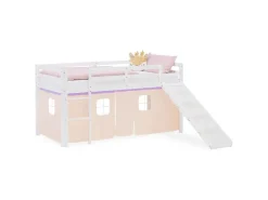 Homestyle4u Kinder Hochbett 90x200 Rutsche Lila Peach Kinderbett Weiß 2950