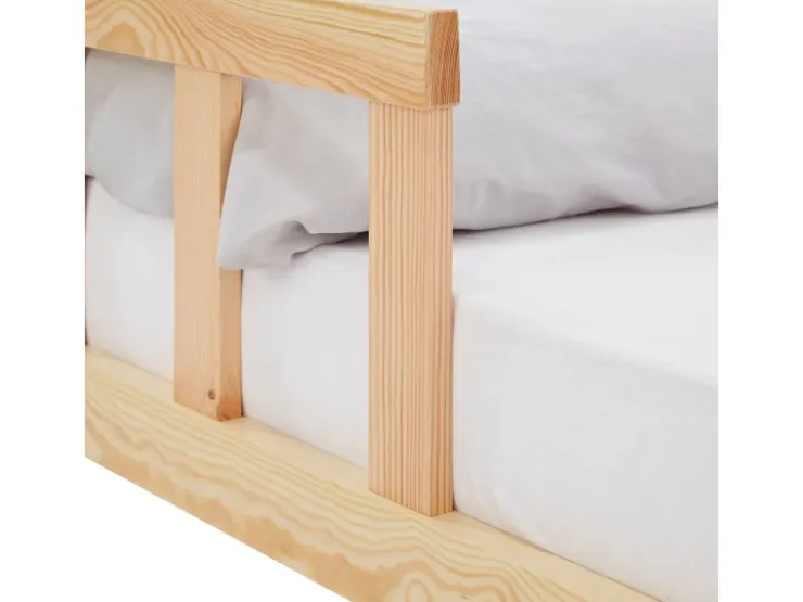 Homestyle4u Kinderbett Natur mit Rausfallschutz 120x200 cm Bodenbett Lattenrost 2839* Betten