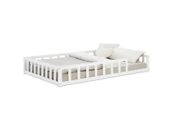 Homestyle4u Kinderbett mit Rausfallschutz 120x200 cm Bodenbett Lattenrost 2838