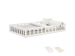 Homestyle4u Kinderbett mit Rausfallschutz 120x200 cm Bodenbett Lattenrost Matratze 3026* Betten