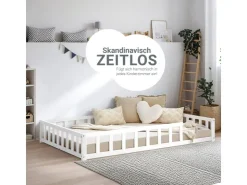 Homestyle4u Kinderbett mit Rausfallschutz 120x200 cm Bodenbett Lattenrost Matratze 3026* Betten