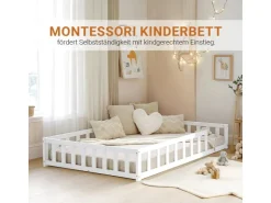 Homestyle4u Kinderbett mit Rausfallschutz 120x200 cm Bodenbett Lattenrost Matratze 3026* Betten