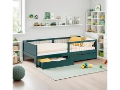 Homestyle4u Kinderbett 90x200 Holzbett mit Rausfallschutz 2912* Betten