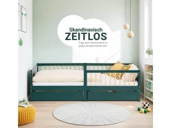 Homestyle4u Kinderbett 90x200 Holzbett mit Rausfallschutz 2912* Betten